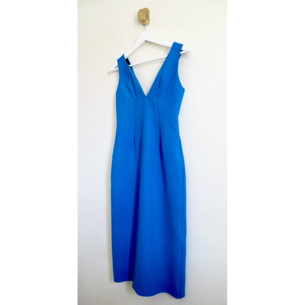 NEW! Victoria Beckham Wool Blend Bodycon Midi Dress Royal Blue SZ 4 - Picture 4 of 9